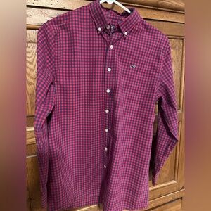 Vineyard Vines Boys XL Navy & Red Buffalo Check Long Sleeve Button-Down